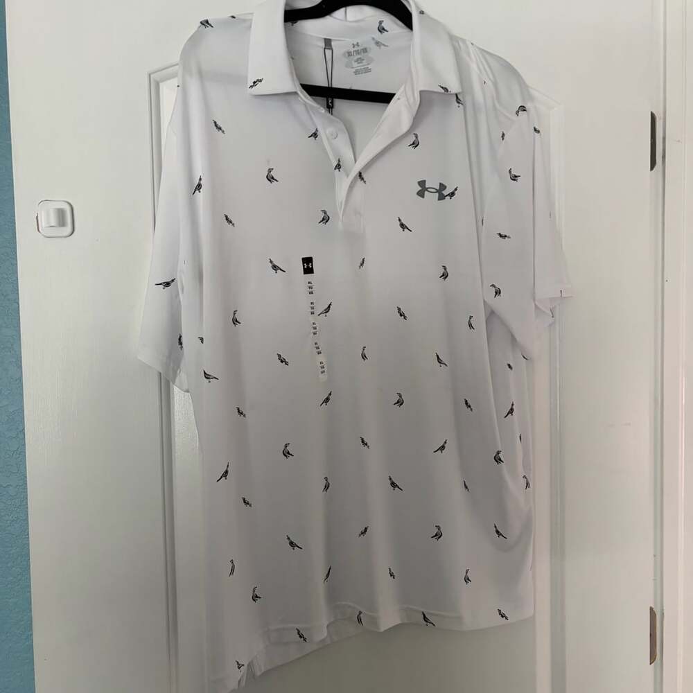 Under Armour Men's UA Playoff 3.0 Quail Print Golf Polo Shirt White XL